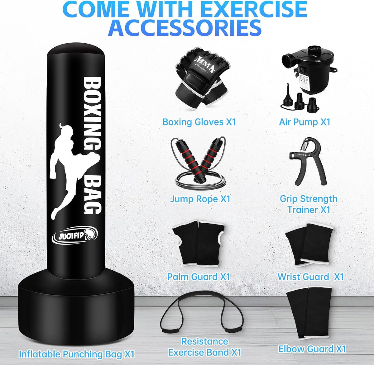 69-Inch Standing Punching Bag with Training Set for Adults, MMA Fitness Equipment