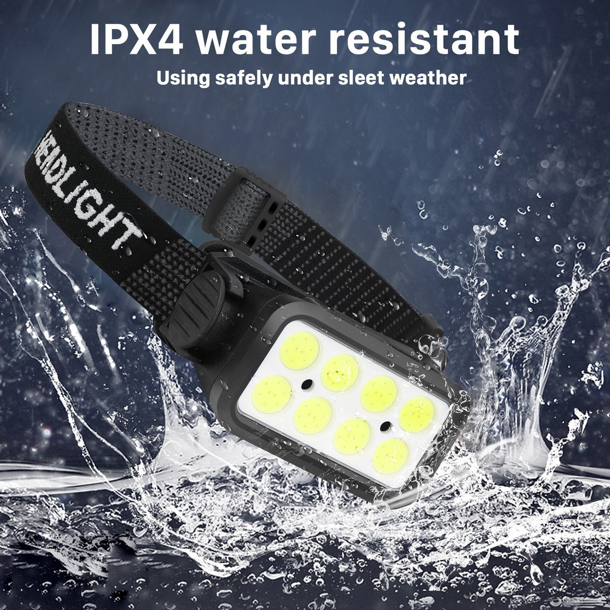 Rechargeable LED Headlamp with Motion Sensor 6000K, 230° Wide Beam, Adjustable Headband