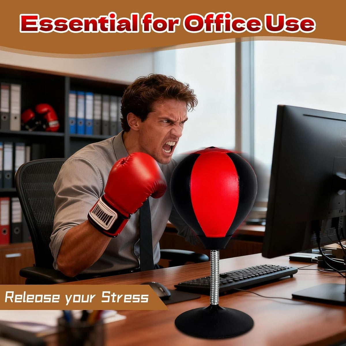 Desktop Punching Ball Stress Relief Toy with Suction Cup Base for Office & Home