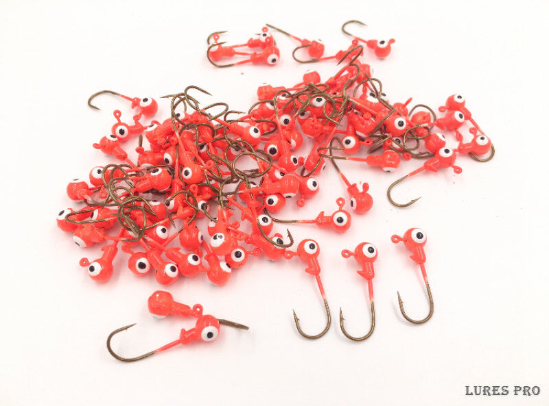 50-Piece Lead Jig Head Fishing Hooks Set - 1/8 oz Crappie Tackle