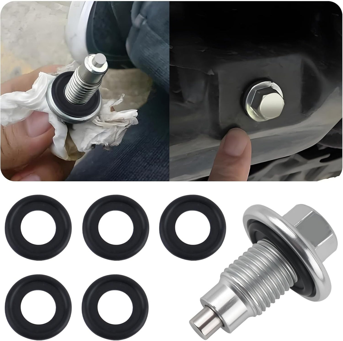 M12x1.75 Oil Drain Plug Set with 5 Gaskets for GMC Chevrolet Ford