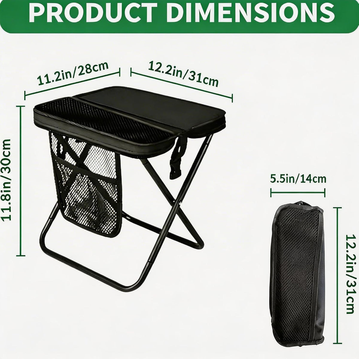 Portable Collapsible Stool for Camping Hiking Fishing - 2 Pack