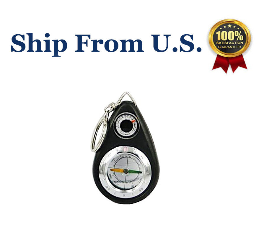 Mini Survival Thermometer and Compass Key Chain for Hiking Camping