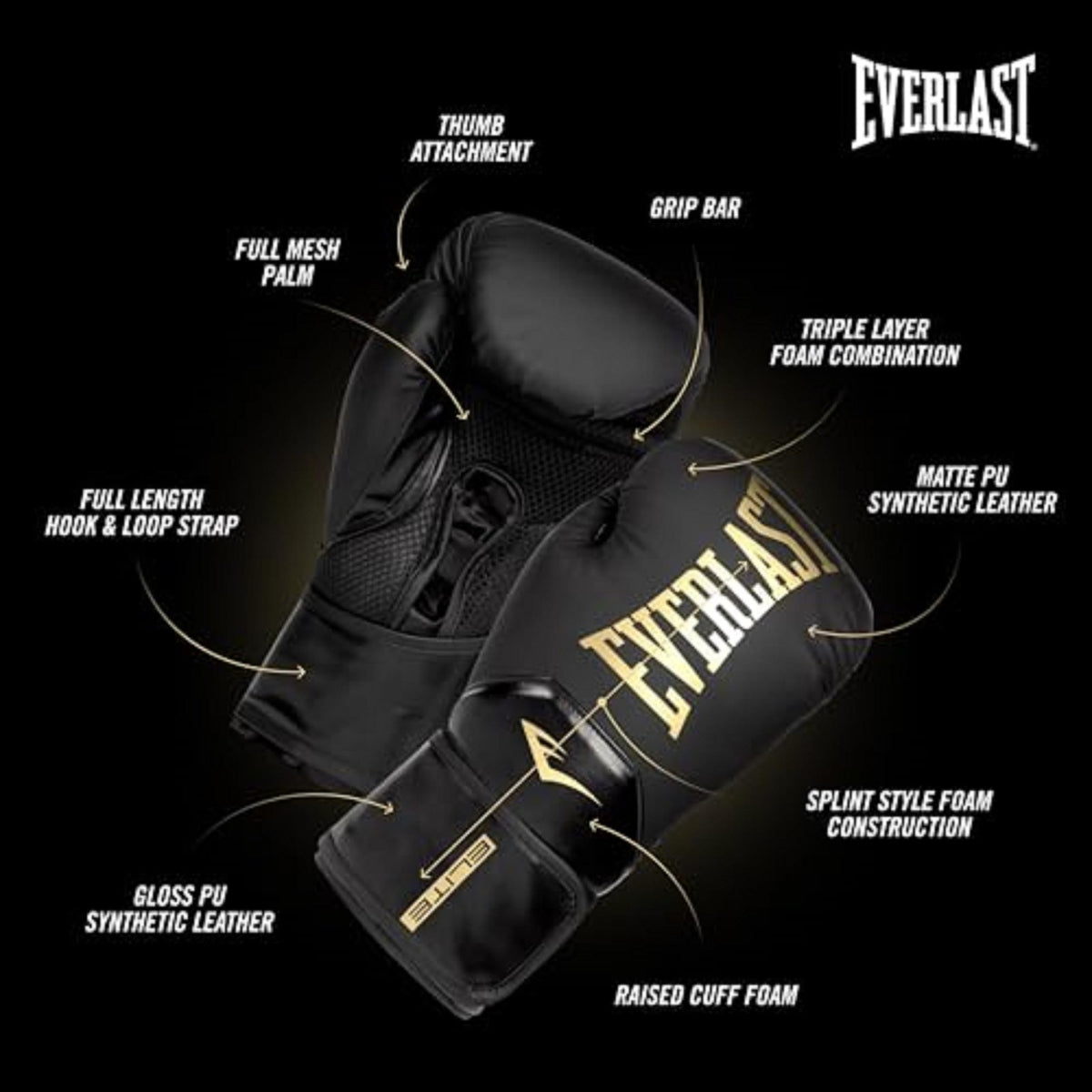 14oz Boxing Gloves for Men Women Heavy Bag Sparring MMA Training Black Gold