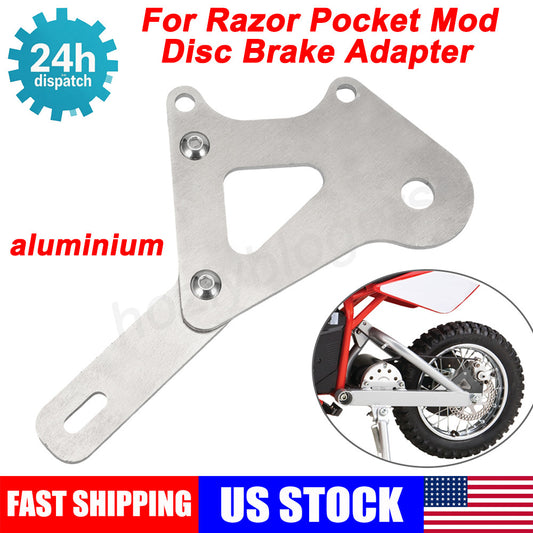 Rear Disc Brake Adapter for Razor Pocket Mod Electric Dirt Bike - Silver Aluminum
