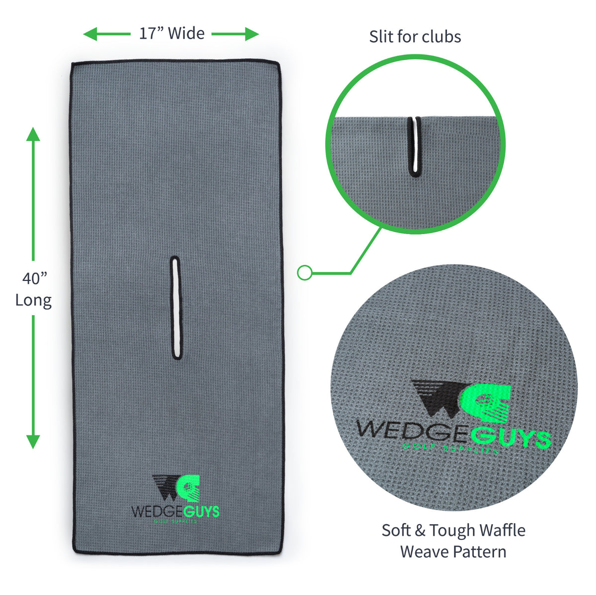 Extra Large 17x40 Golf Towel - Microfiber Golf Accessory, 2x Larger