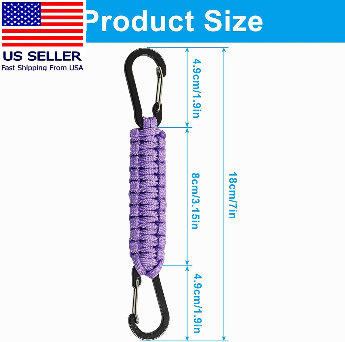 Paracord Keychain with Carabiner Clip - Multi-Use Outdoor & Everyday Carry