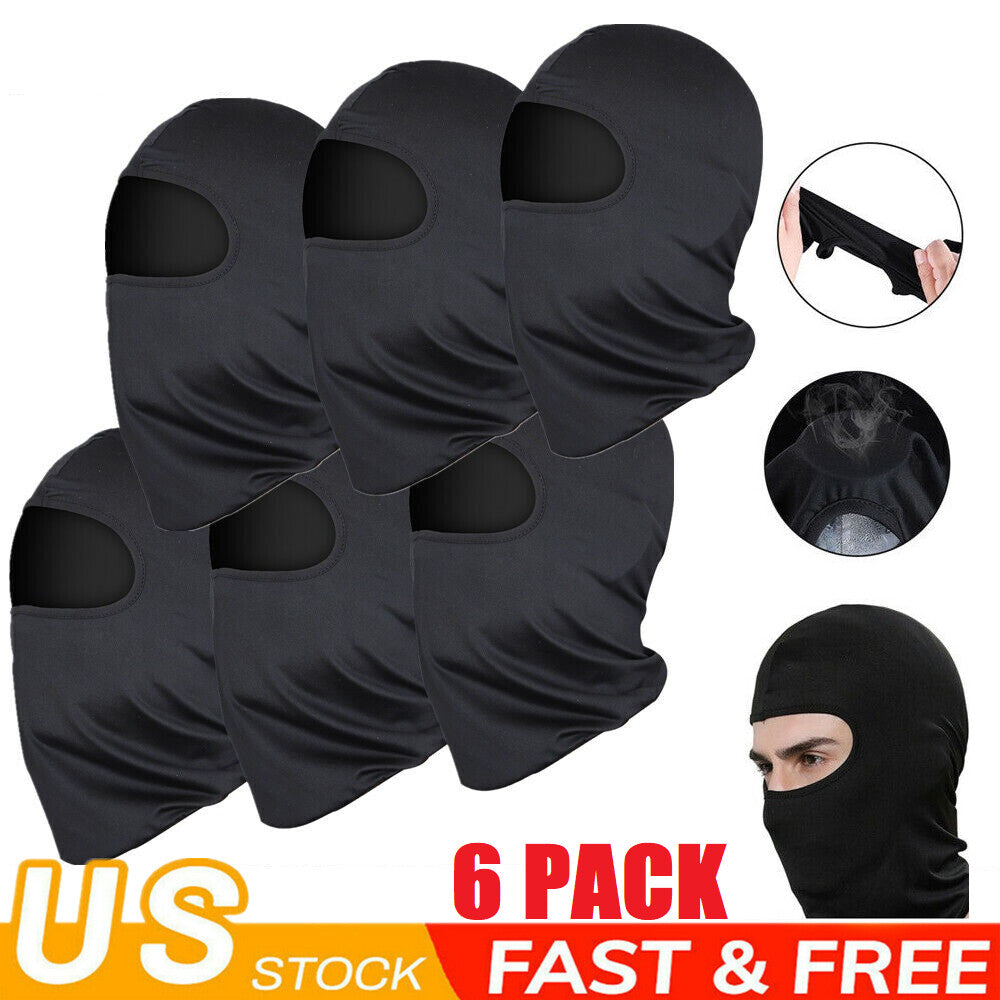 6 Pack Men Women Balaclava Face Mask Lightweight Neck Gaiter for Ski Motorcycle
