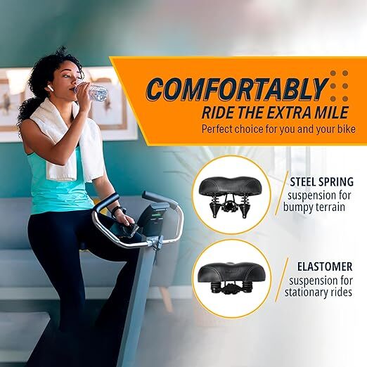 Oversized Padded Bicycle Seat for Men & Women - Universal Fit, Extra Wide & Comfortable