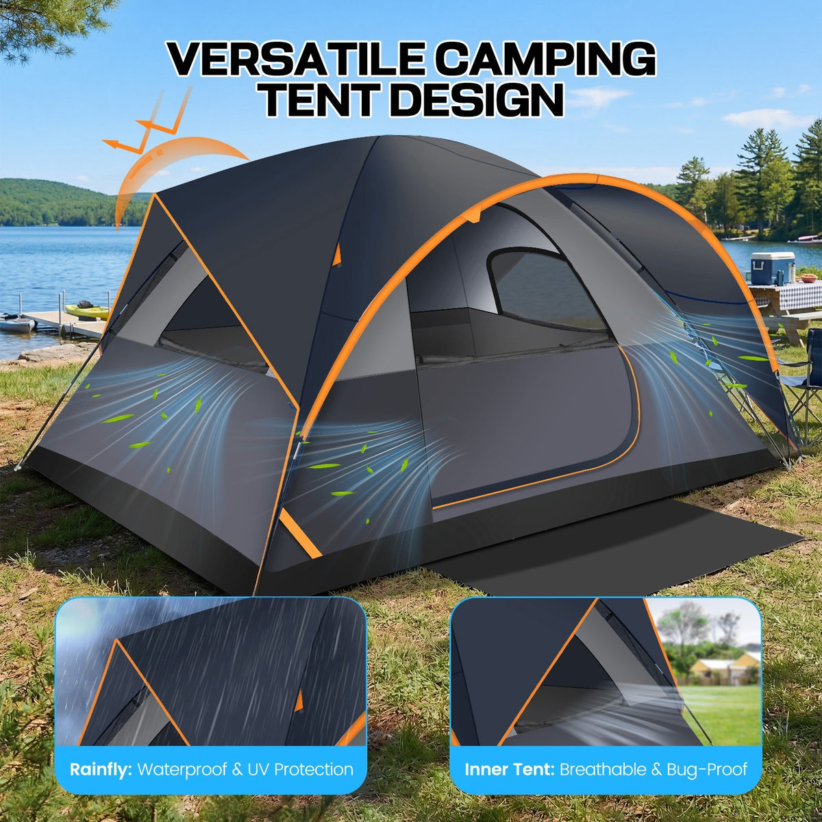 8 Person Family Camping Tent Waterproof Quick Setup Double Layer Shelter