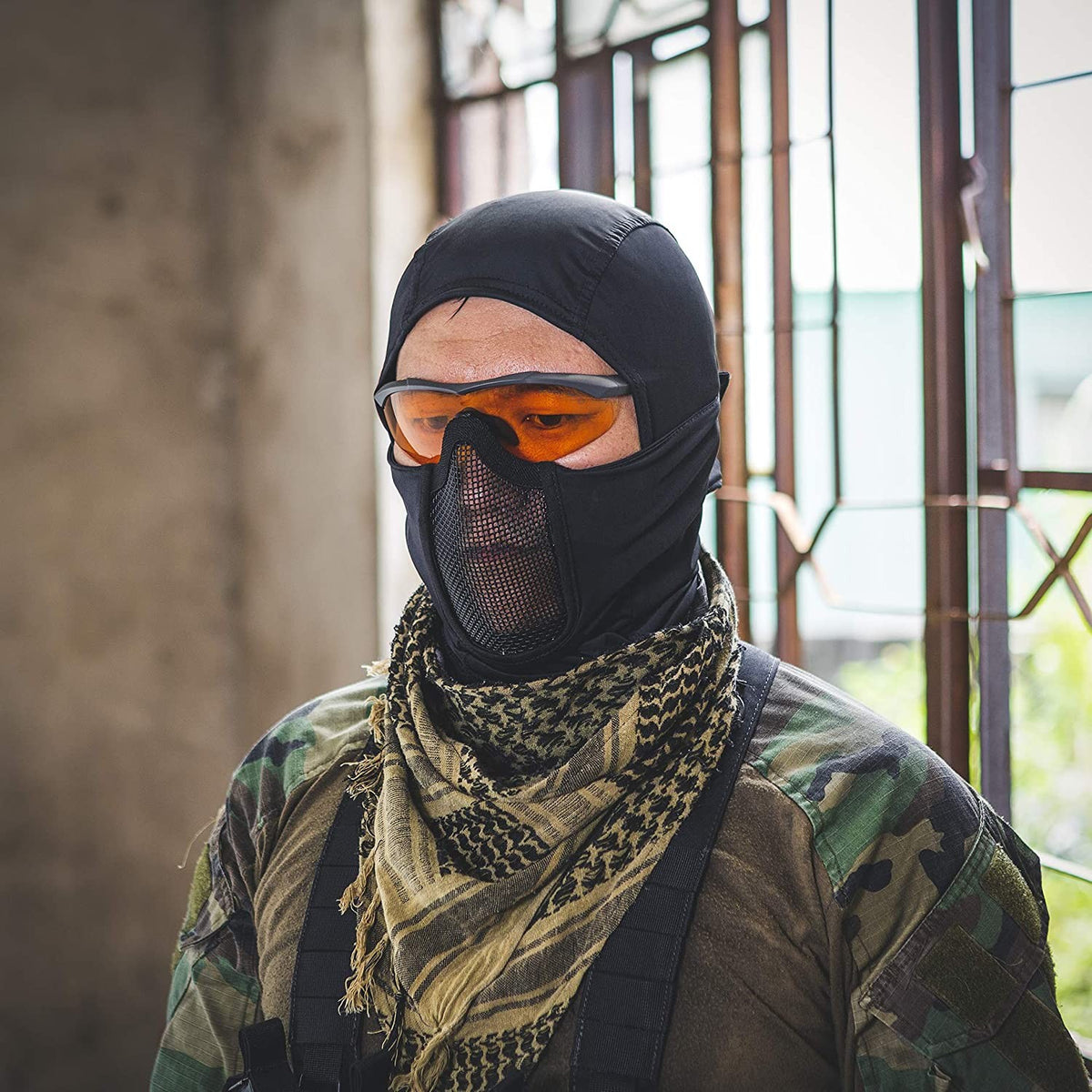 Tactical Balaclava with Steel Mesh Face Mask for Airsoft and Outdoor Sports