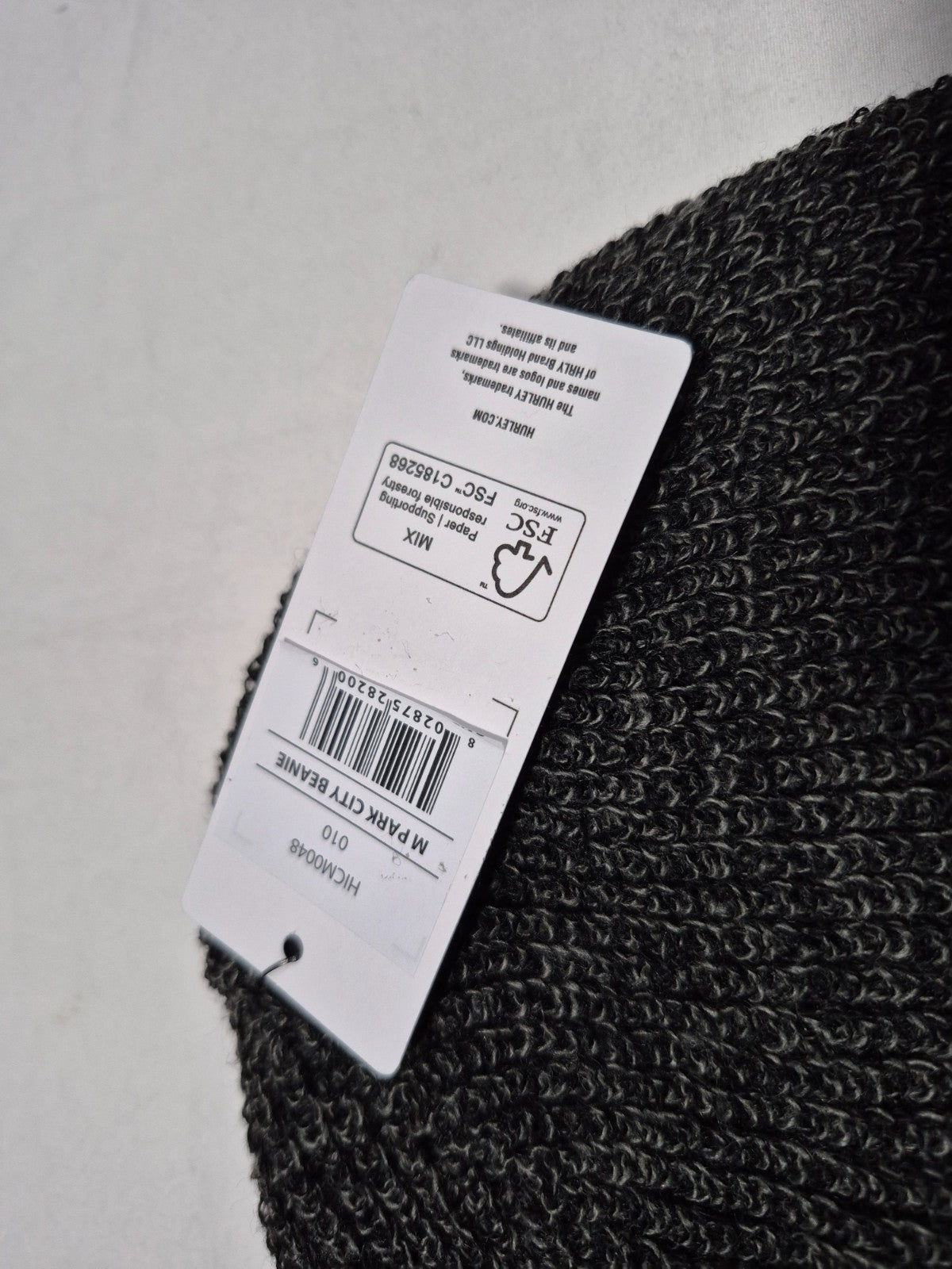 Unisex Gray Beanie Hat - Hurley Icon Logo Park City Cuffed Winter Cap