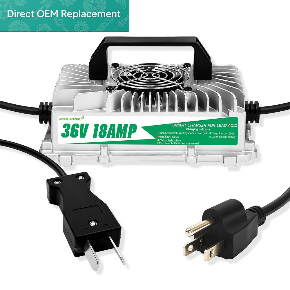 Golf Cart Battery Charger 36V 18A with Crowfoot Plug for EZGO Club Car Yamaha