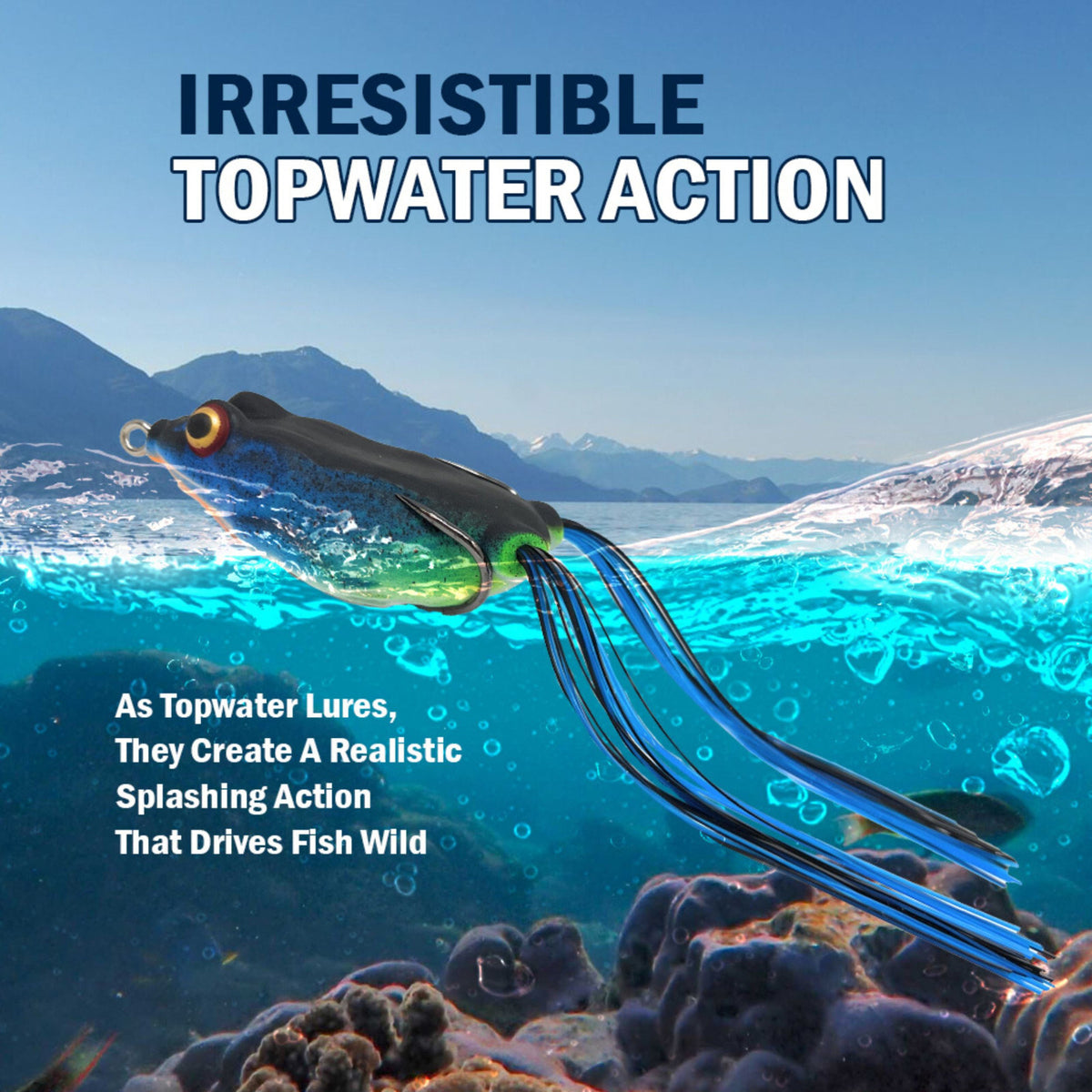 Topwater Bass Fishing Frogs 2.5 Inch 2 Pack - Weedless Hollow Body Lures