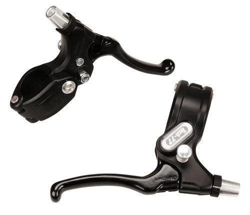 BMX Locking Brake Levers Pair Set - 2-Finger Aluminum Black for Freestyle Bikes