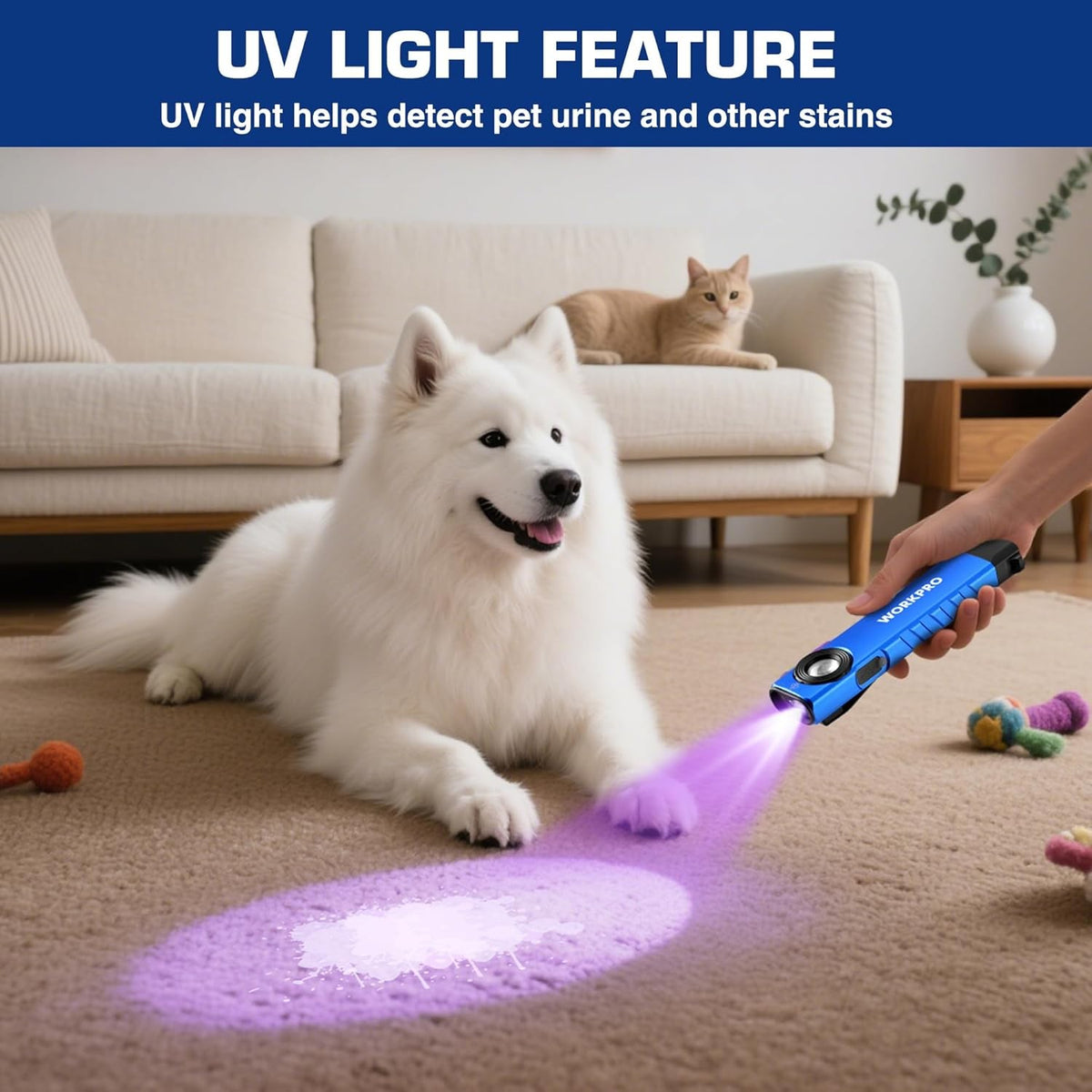 Rechargeable LED Work Light Flashlight with UV and Magnetic Base