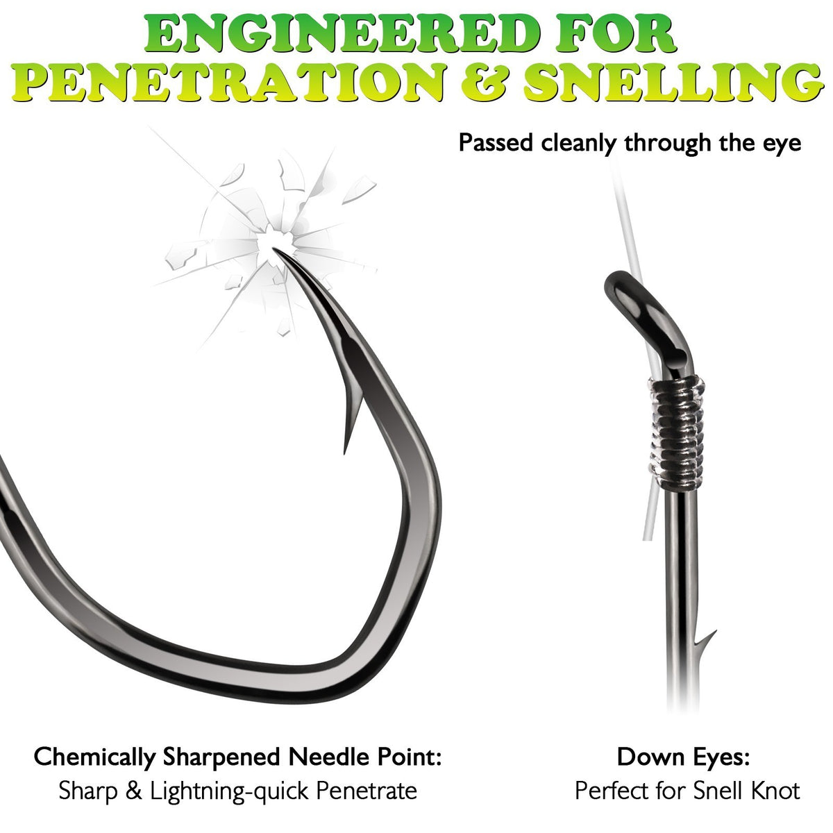 60pcs Heavy Duty Baitholder Fishing Hooks 6/0 Carbon Steel for Bass & Saltwater