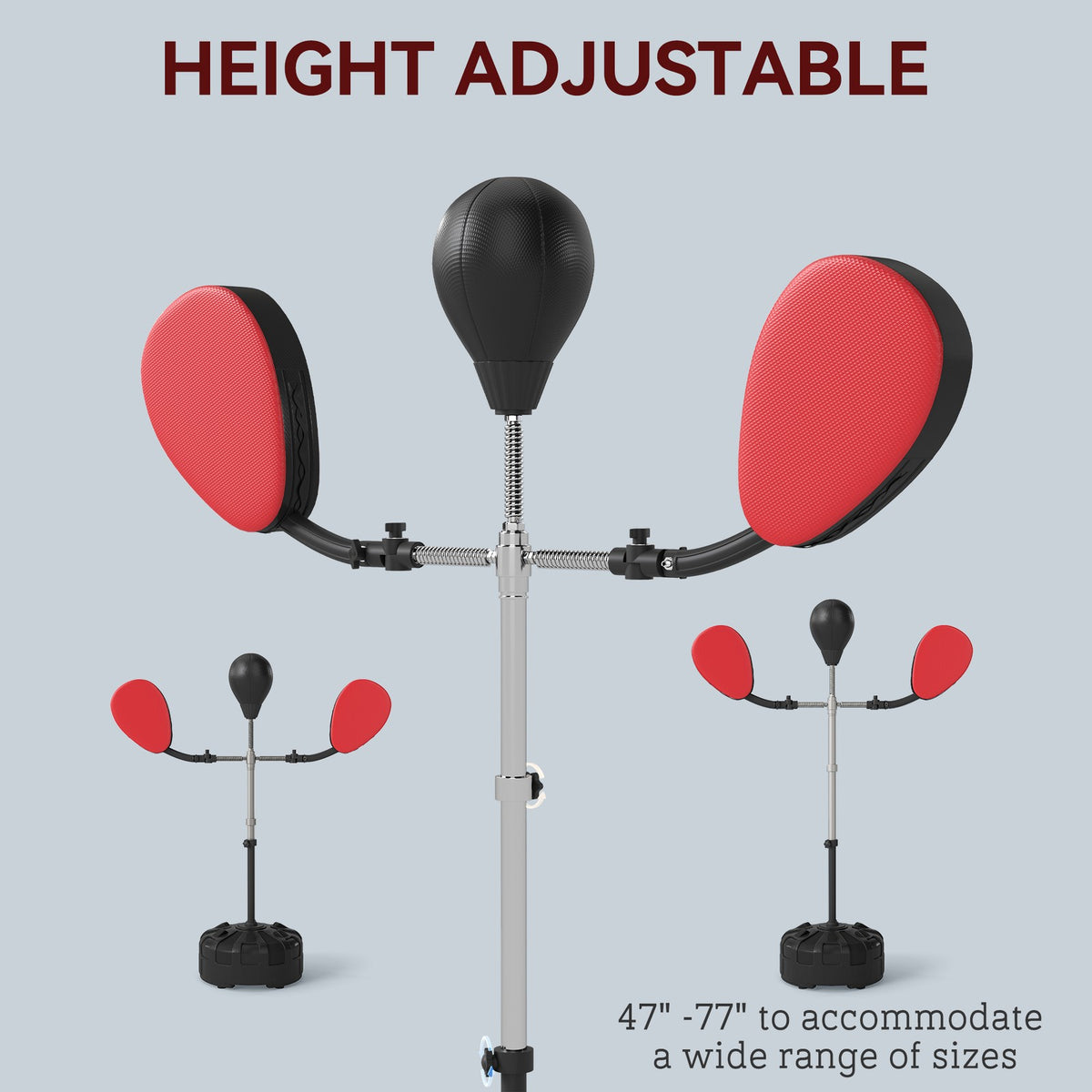 3-in-1 Boxing Bag with Stand, Speed Bag & Target Arms, Adjustable Height