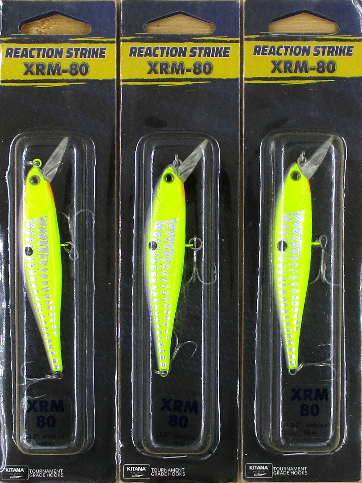 3 Pack Reaction Strike 3.2 Inch Jerkbaits XRM-80 Fish Lures
