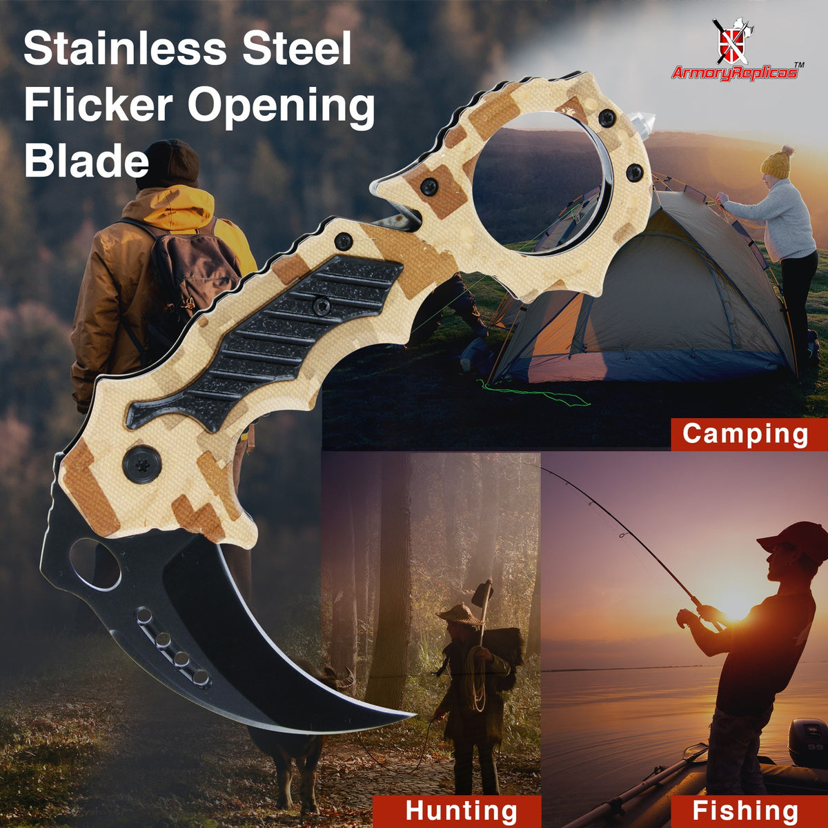 Spring Assisted Tactical Folding Knife with Emergency Blade and Glass Breaker