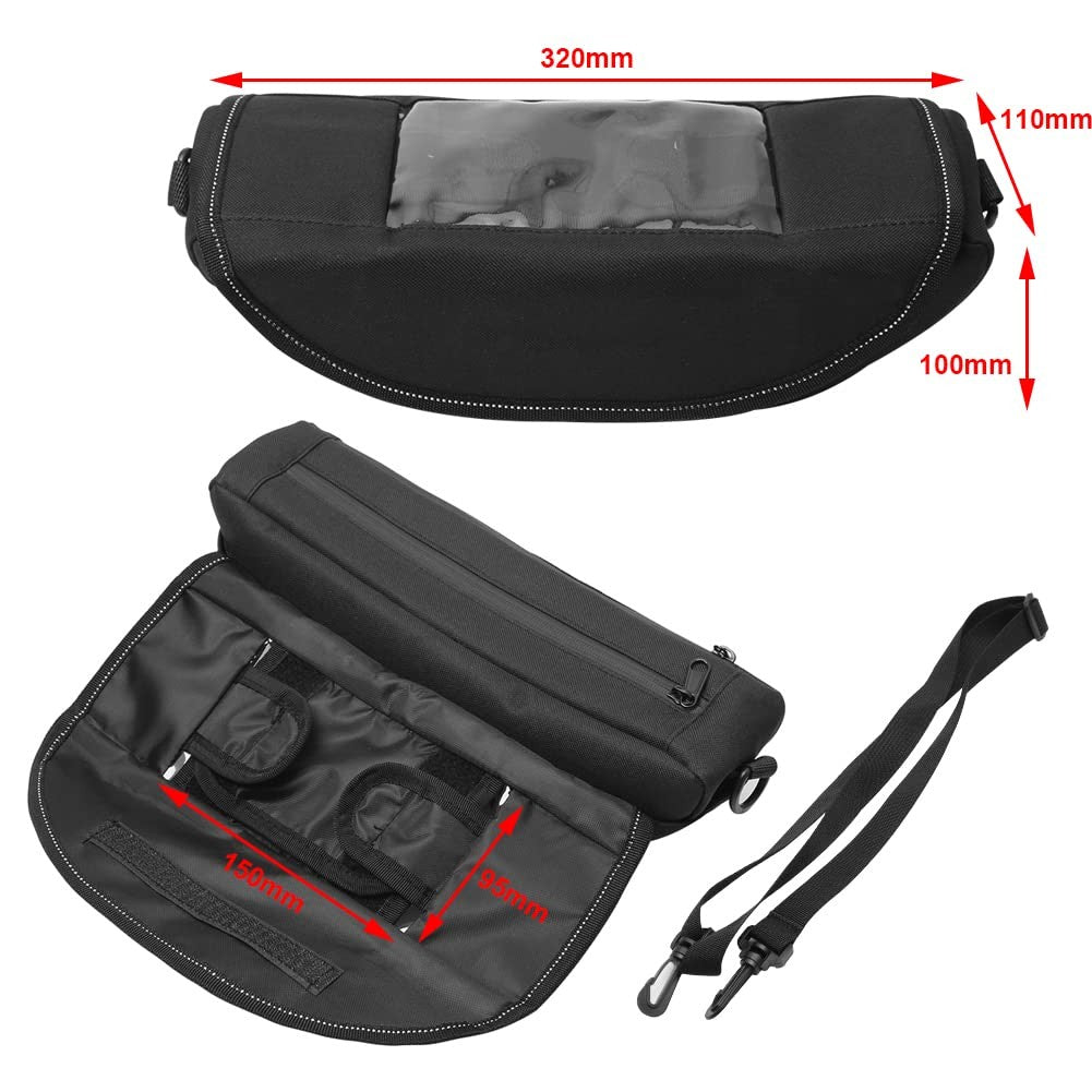 Waterproof Motorcycle Handlebar Storage Bag with Phone Touch Screen - Universal Fit