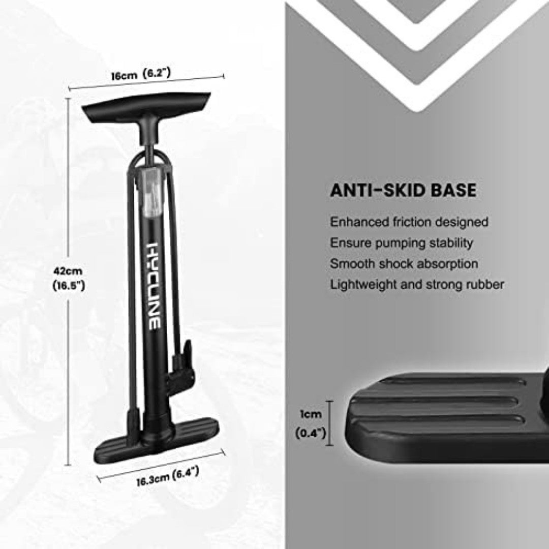 High-Pressure Bike Floor Pump 160 PSI with Dual Valves & Accessories