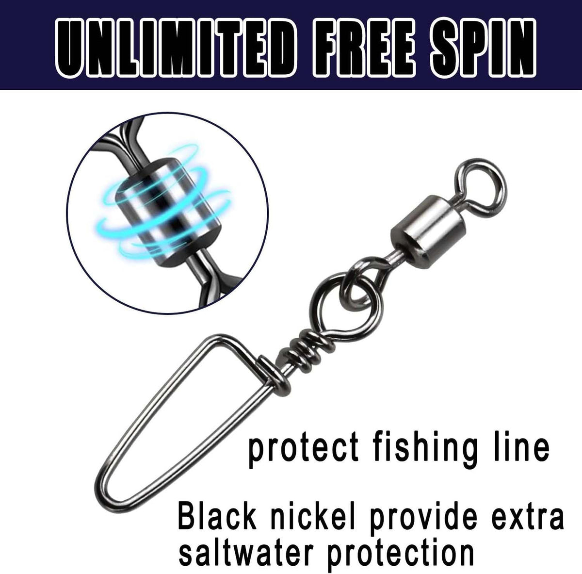 150pcs Saltwater & Freshwater Fishing Swivels with Stainless Steel Coastlock Snap Set