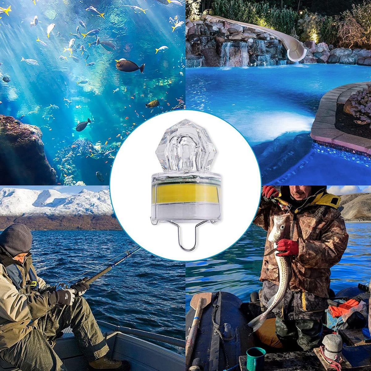 10 Pack Underwater LED Fishing Lights Deep Drop Bait Lure Lamp Multi-Color