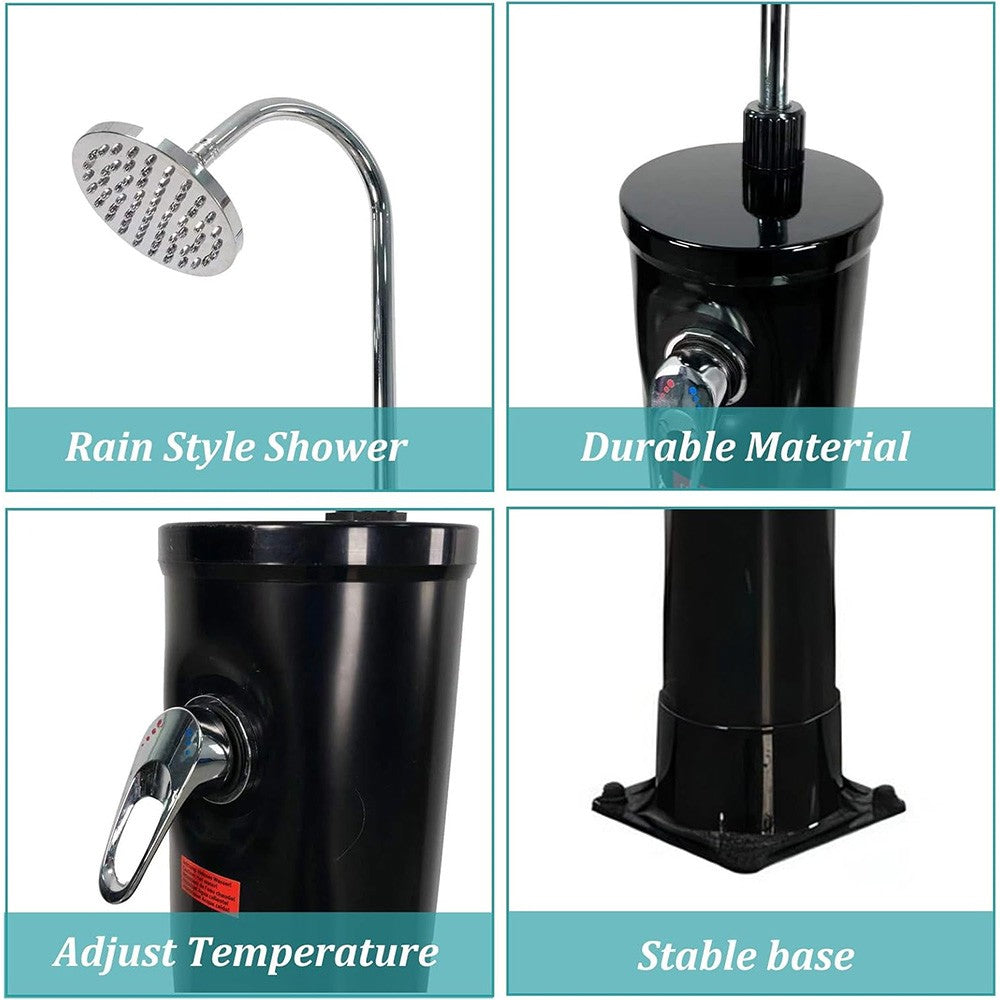 7FT Solar-Powered Outdoor Shower with Adjustable Head and Foot Tap