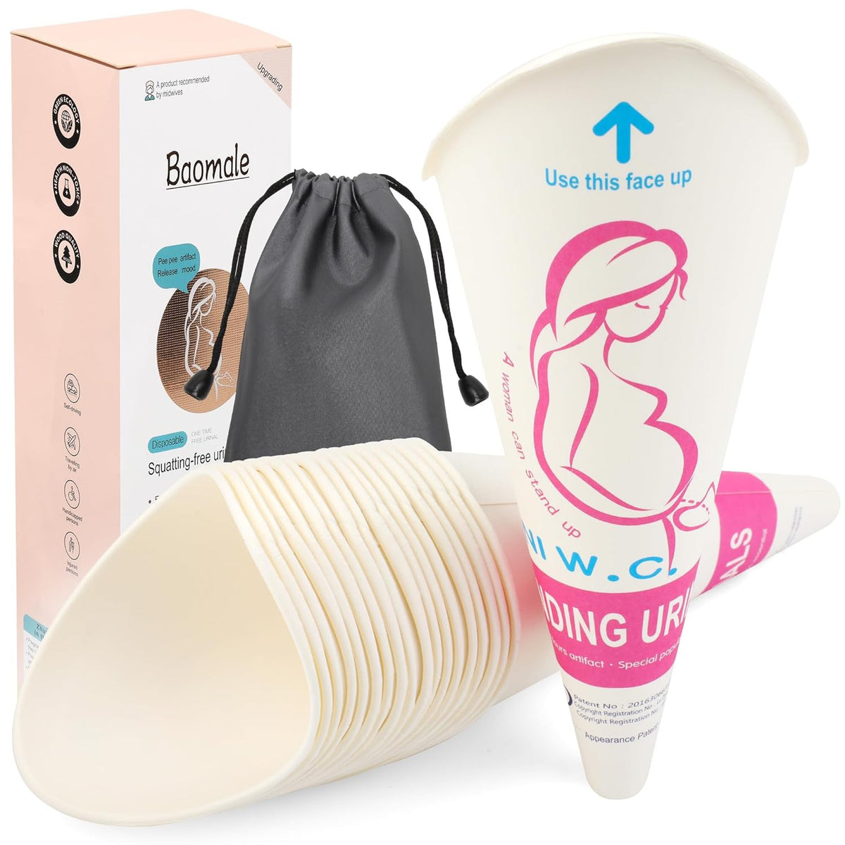 Disposable Female Urination Device Pack - Portable Girl Urinal Funnel for Camping Hiking