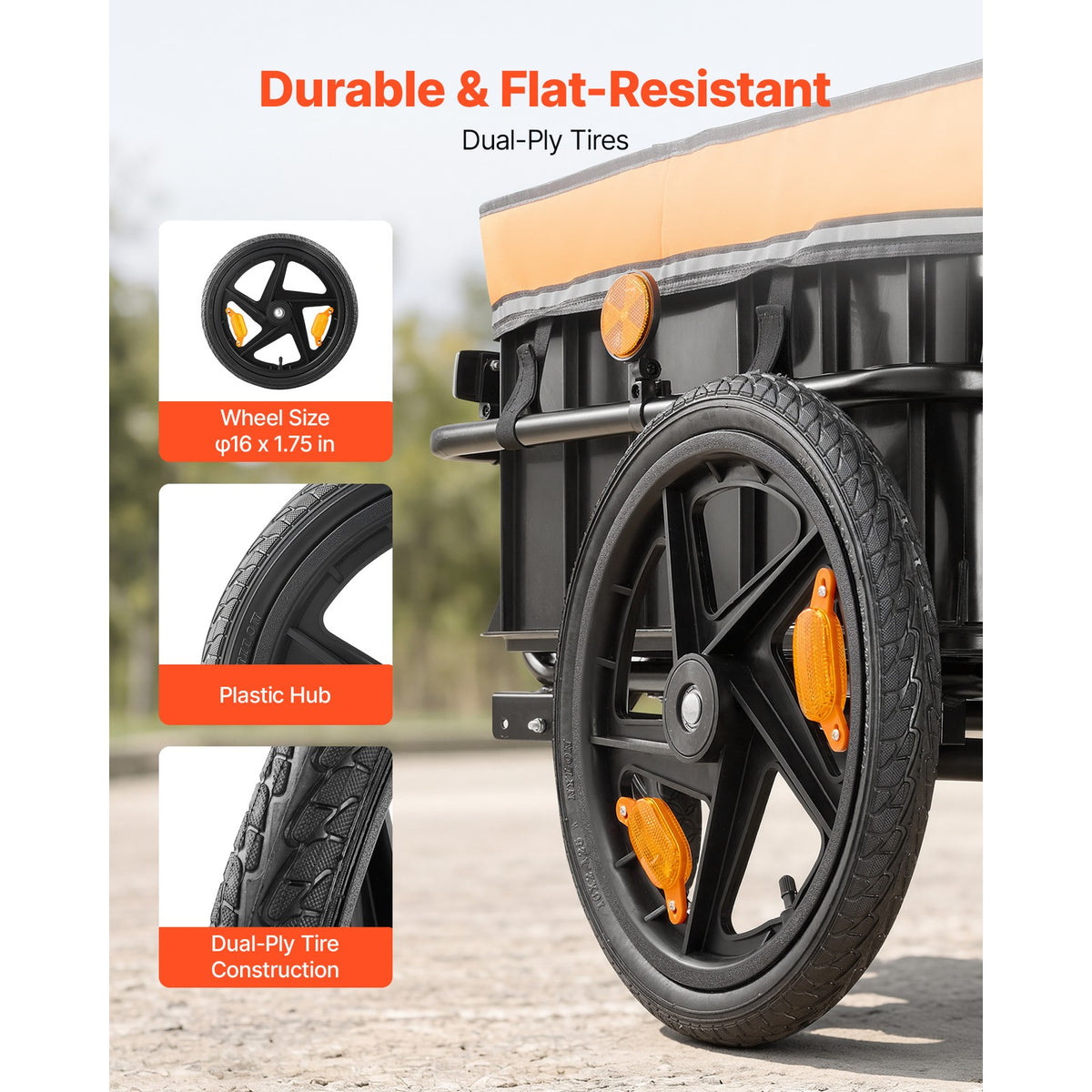 Foldable Bicycle Cargo Trailer 100lbs Capacity for 22-28 Inch Bikes