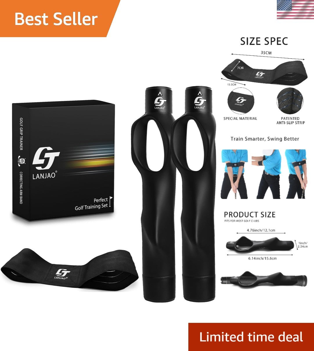 Golf Grip Training Kit with Arm Band for Hand Placement Improvement