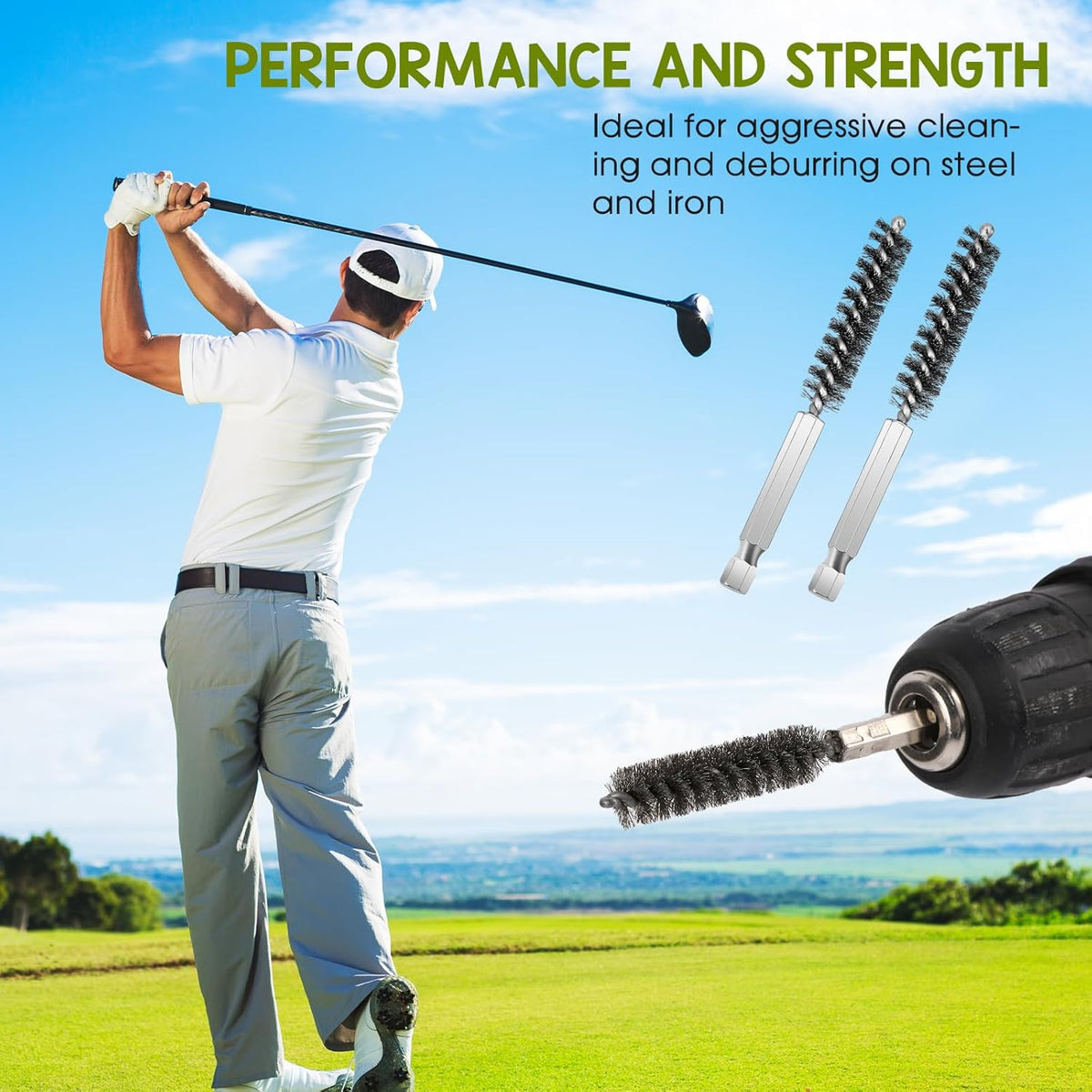 Golf Club Head Hosel Brush Set - Stainless Steel Cleaning Tools for Golf Shafts