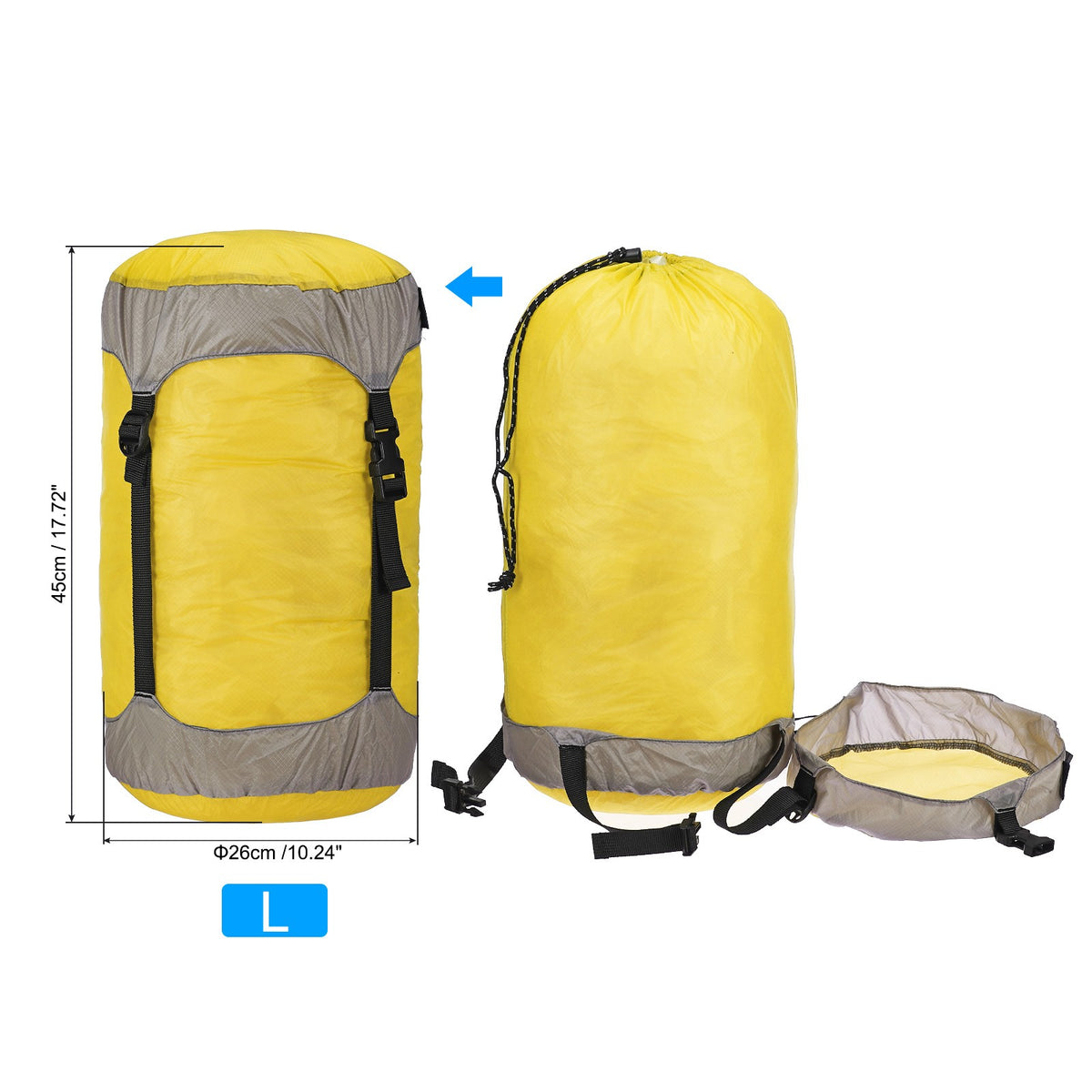 18L Waterproof Compression Stuff Sack for Camping and Outdoor Gear - Yellow