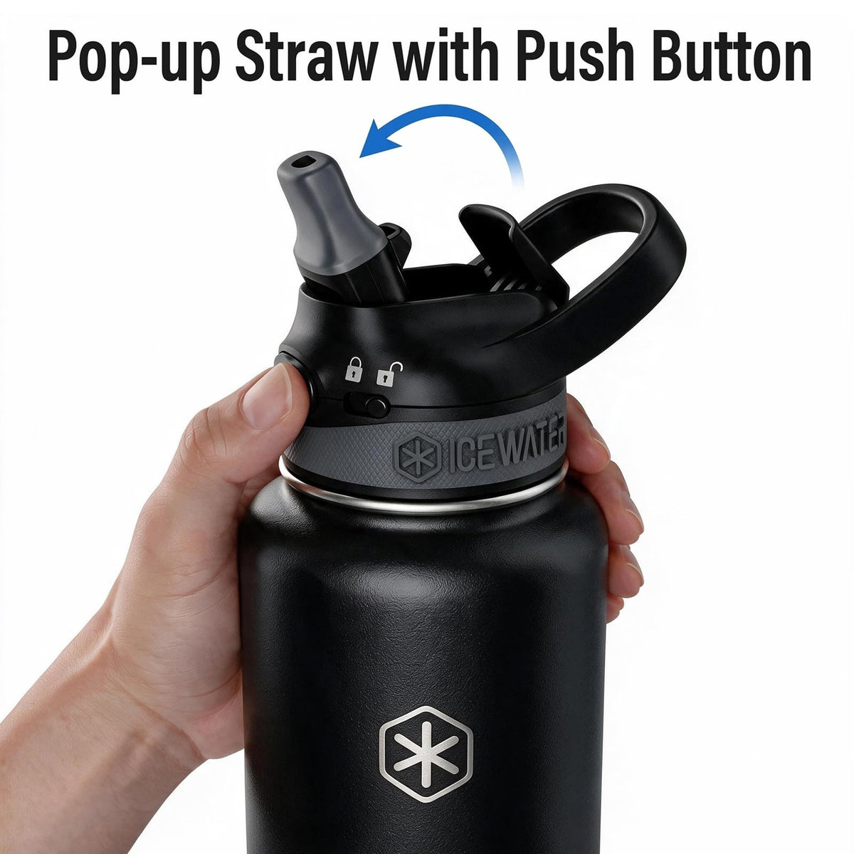 40oz Insulated Water Bottle with Straw - Space Black, Leak-Proof & BPA-Free