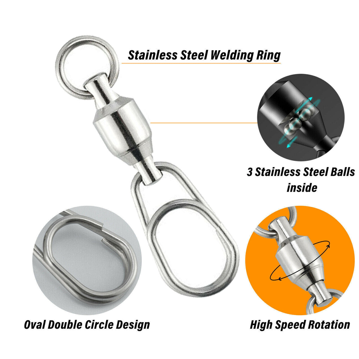 Fishing Ball Bearing Swivels with Fast Clip Snap 28-132Lb Tackle Lot