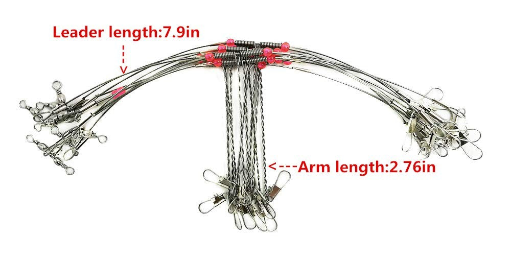 Saltwater Fishing Wire Leaders for Bottom Rigs 10pcs - Heavy Duty Trolling & Pier Tackle
