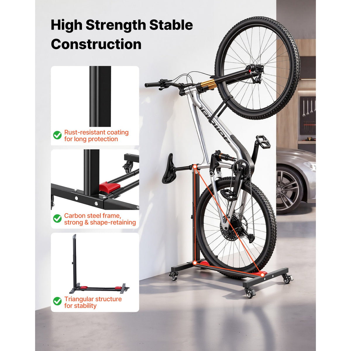 Bike Stand 2-Pack Freestanding Bicycle Rack with Vertical & Horizontal Storage