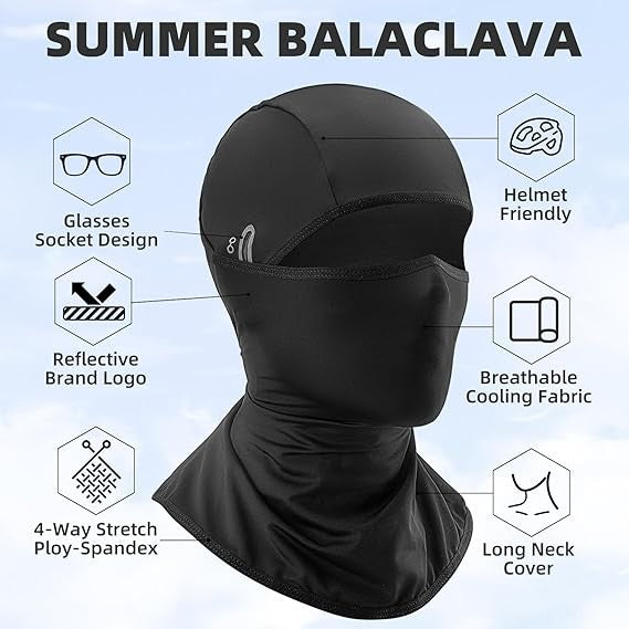 Breathable Cooling Balaclava Face Mask with Glasses Holes for Cycling & Outdoor Sports