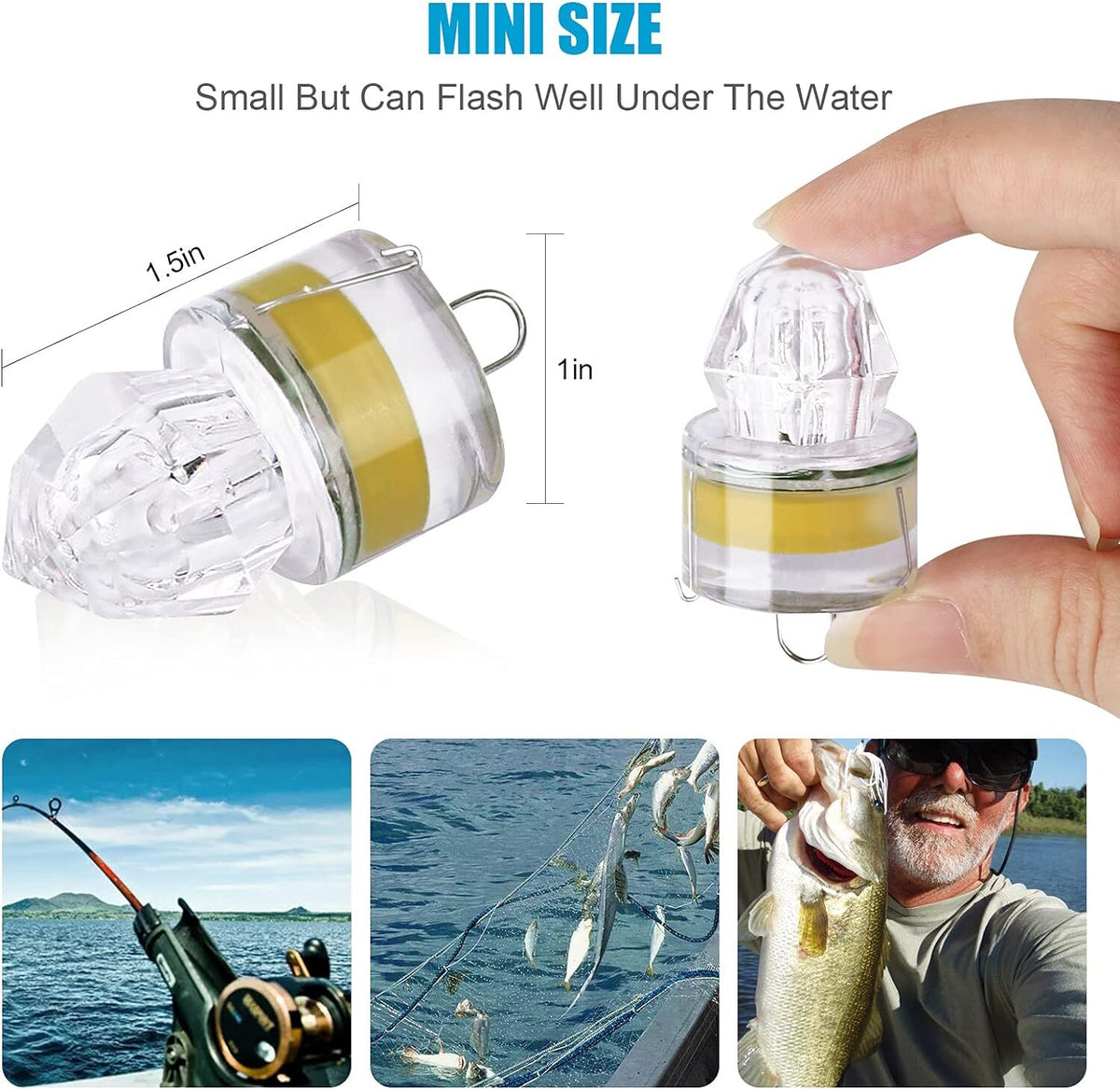 10 Pack Underwater LED Fishing Lights Deep Drop Bait Lure Lamp Multi-Color
