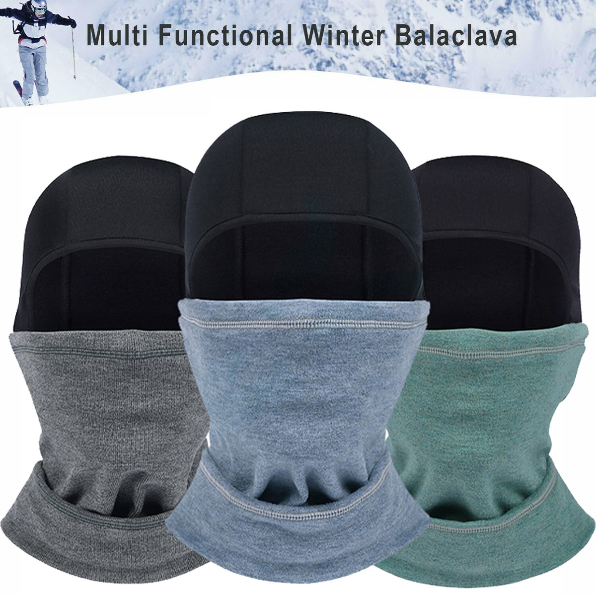Unisex Winter Balaclava Ski Mask with Adjustable Drawstring - Cold Weather Face Cover