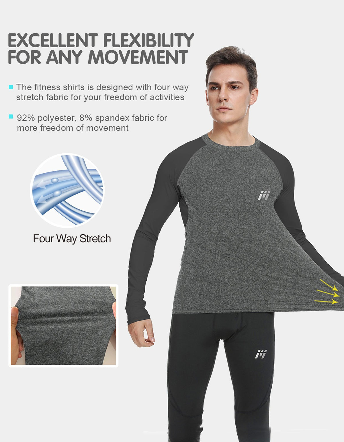 Men's Long Sleeve Compression Thermal Base Layer Top - Warm Winter Activewear