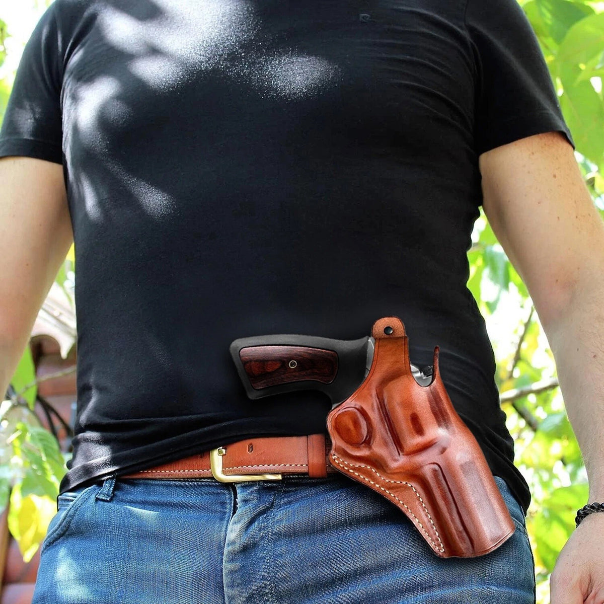 Leather Gun Holster Fits S&W Model 686 Plus 357 Mag 7-Shot 4-inch Barrel