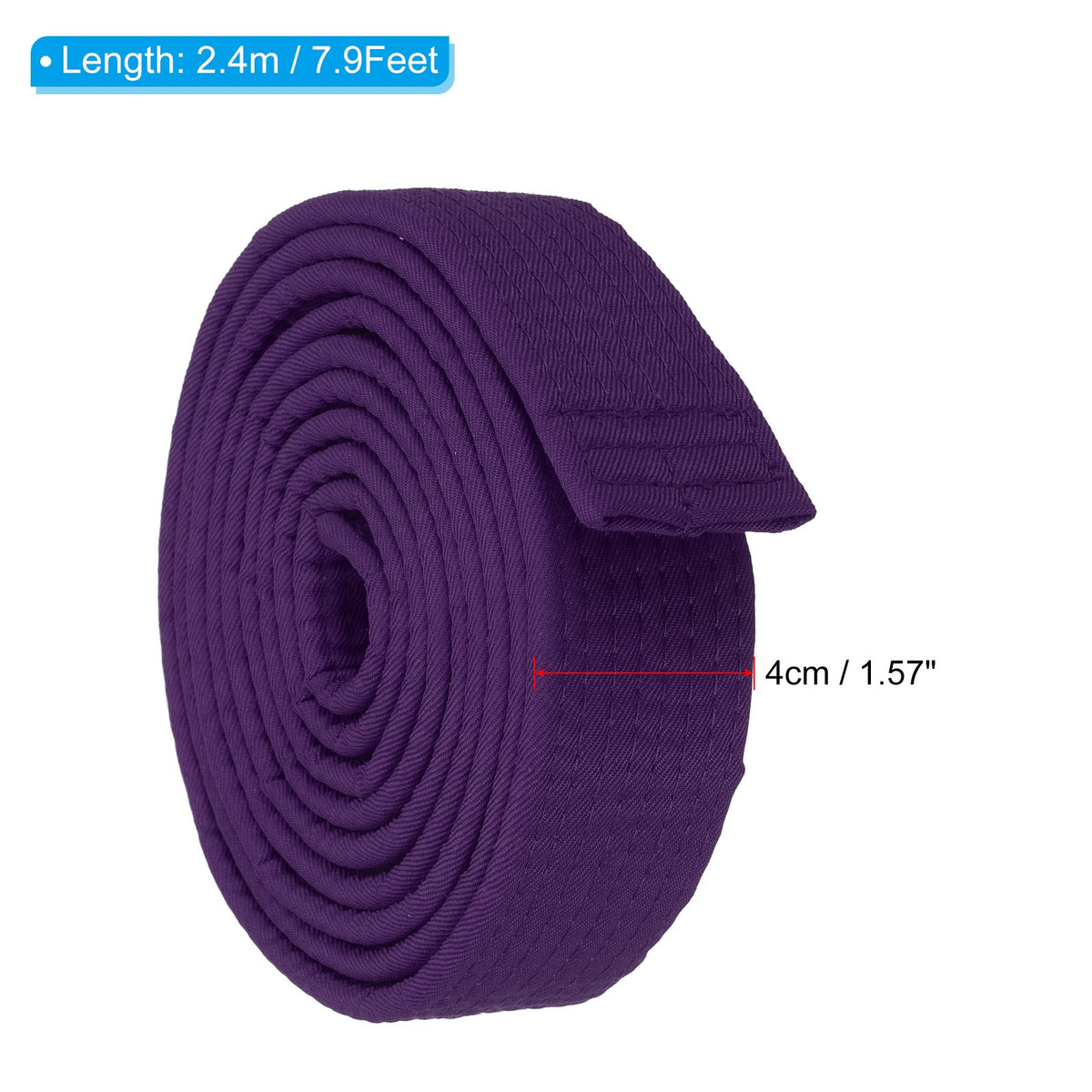 Polyester Taekwondo Colored Ranking Belt - Purple 2.4m/7.9Ft Martial Arts Belt
