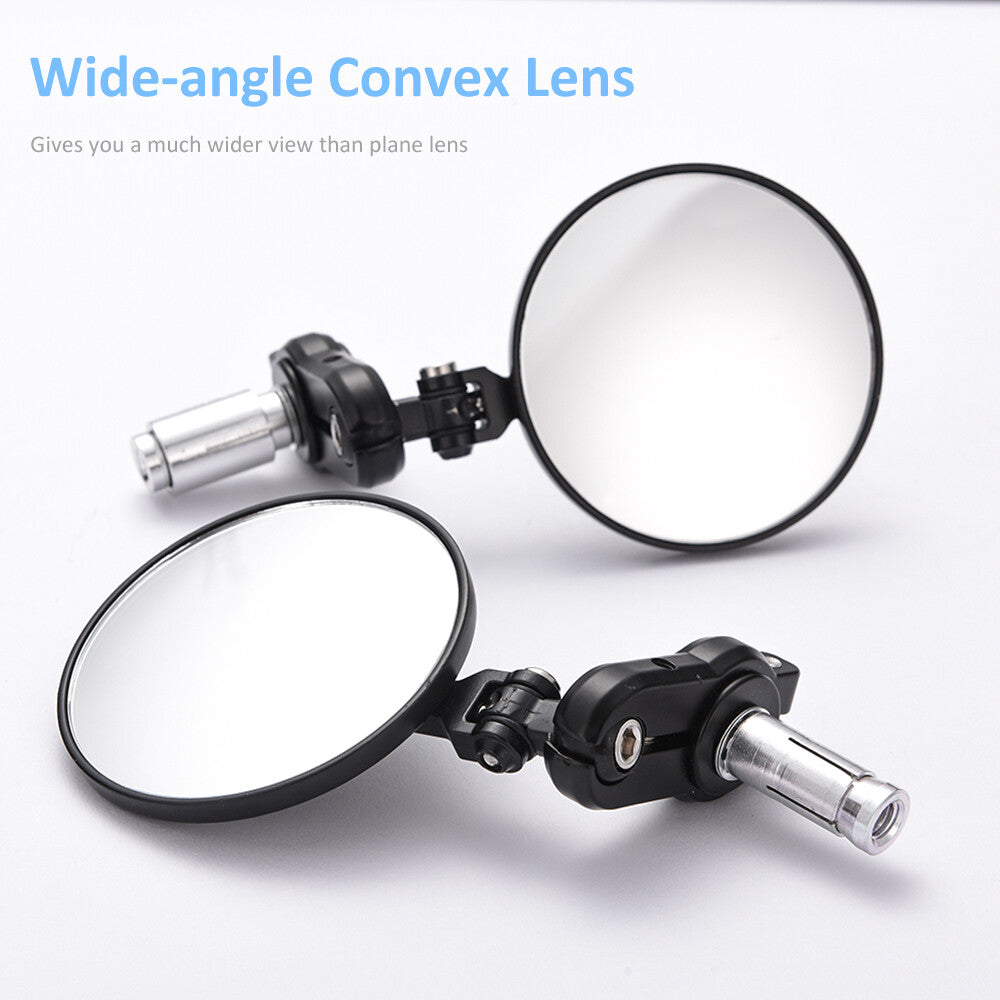 Motorcycle Rear View Mirrors Handlebar End Side Mirrors Black 7/8"