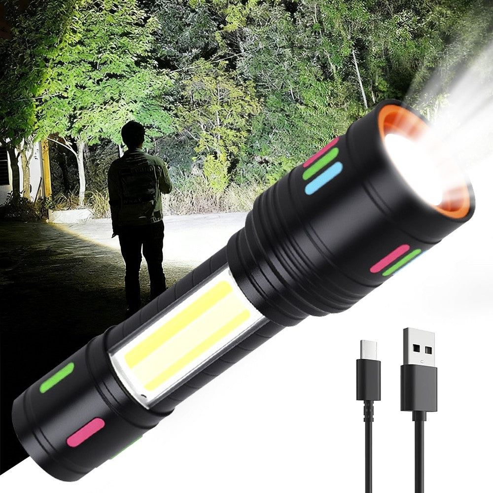 Rechargeable LED Tactical Flashlight 2 Pack Waterproof Emergency Light