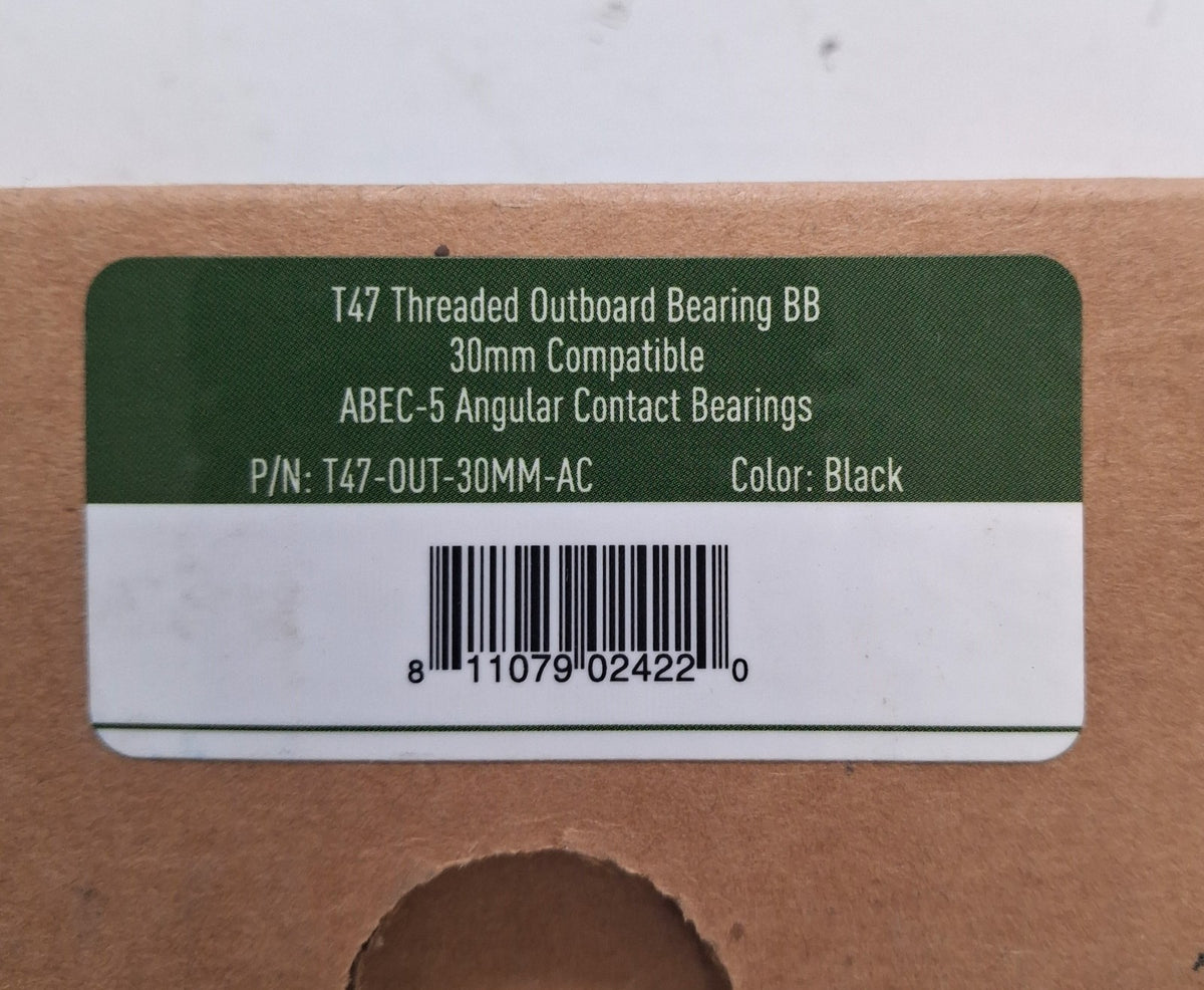 Bike Bottom Bracket T47 Outboard Angular Contact 30mm Spindle - Black