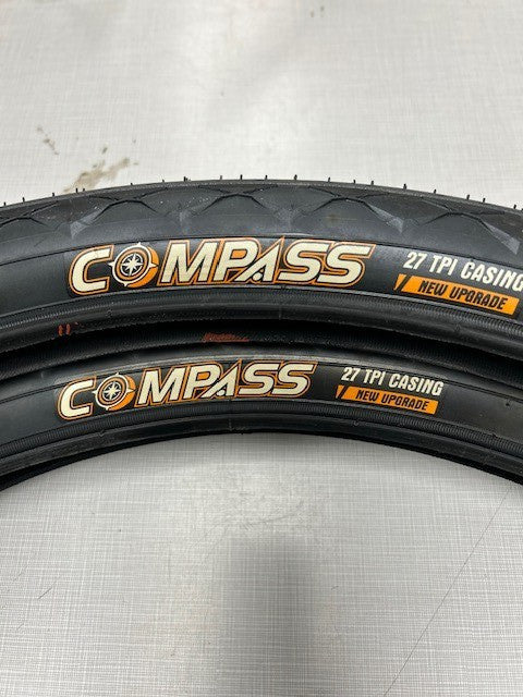 26x2.40 Cruiser Bike Tire Black Wire Bead City Tire - Compass Pair