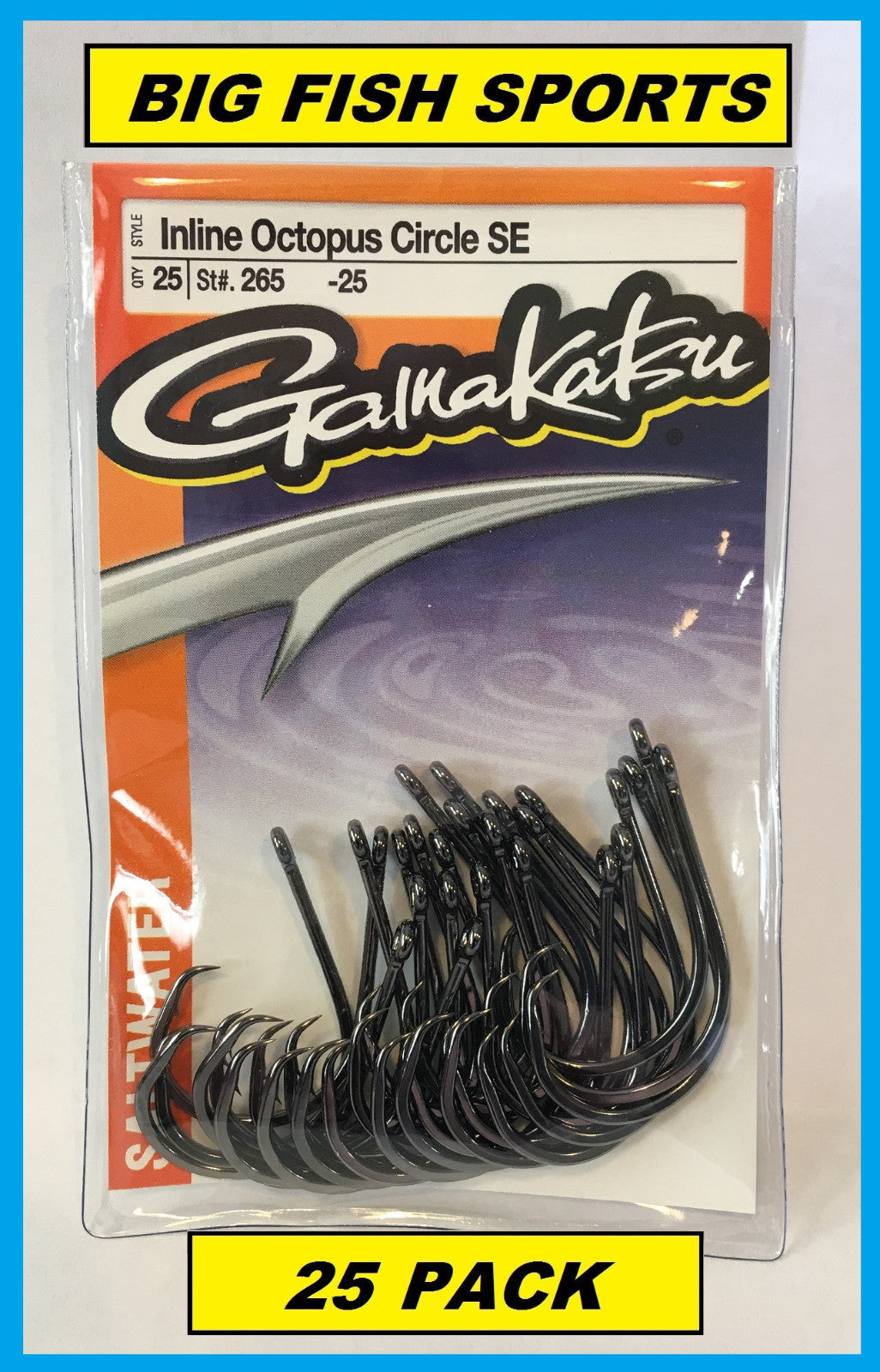 Inline Octopus Circle Fishing Hooks - Multiple Sizes, 25 Pack
