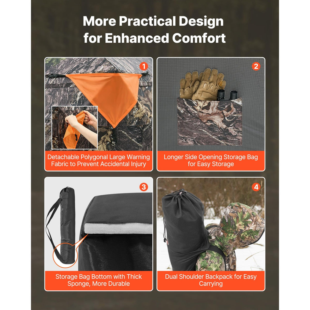 360° See-Through Hunting Blind for 4-5 Persons Ground Mesh Shelter